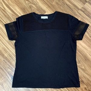 Michael Kors, Black Top, Short Sleeve, Round Neck TShirt, size M